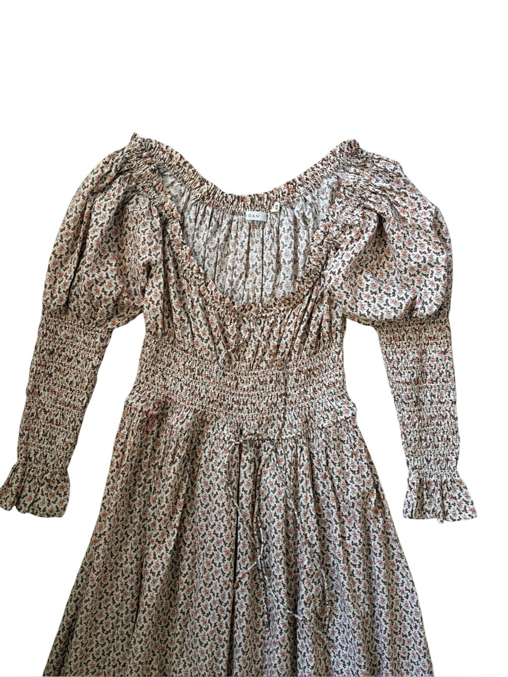 Doen 100% Organic Cotton Kaira Maxi Pristine Dress in Cream Winter Ditsy Sz XS - Picture 10 of 13